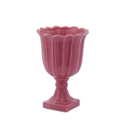 Tulip Vase On Foot Pink Medium